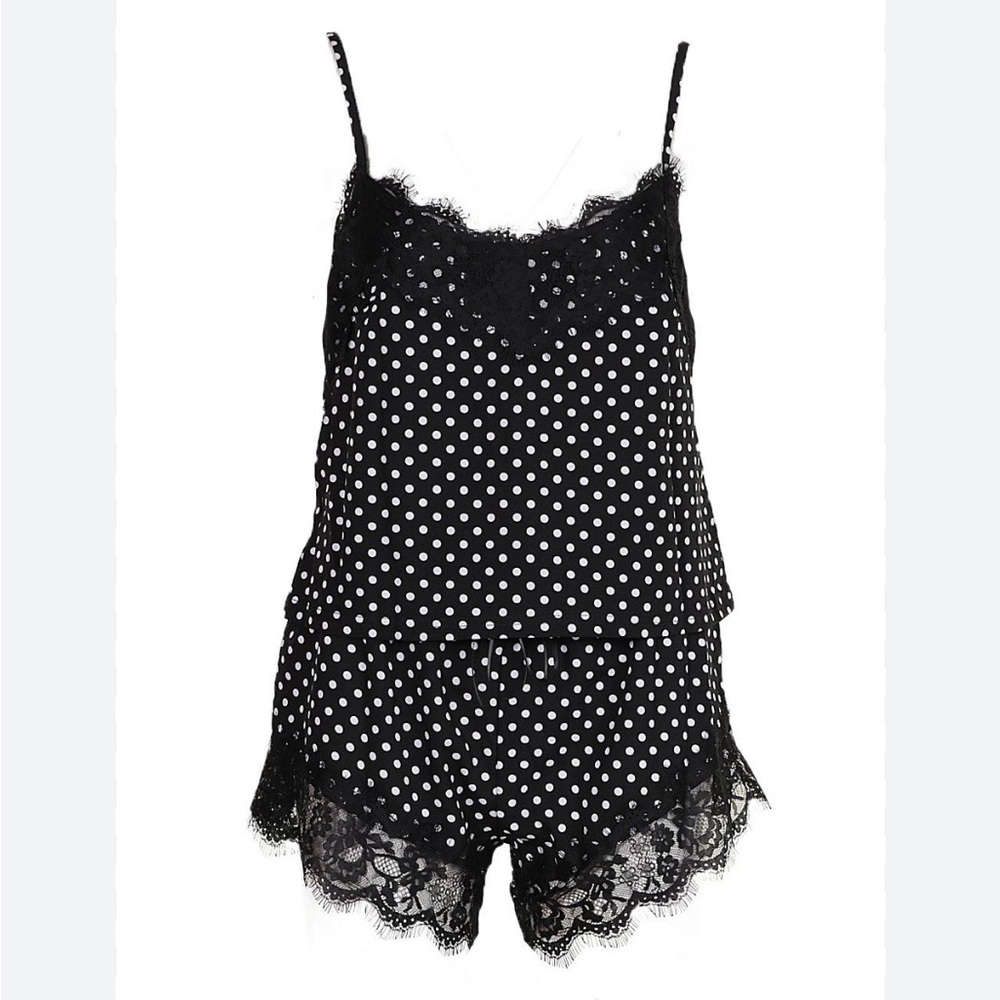 3X- PINK Victoria's Secret Black and White Polka Dot Pajama Set

096